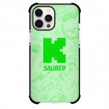F1 Formula One Kick Sauber Phone Case For iPhone Samsung Galaxy Pixel OnePlus Vivo Xiaomi Asus Sony Motorola Nokia - Kick Sauber Green Logo On Pattern Art Background