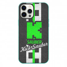 F1 Formula One Kick Sauber Phone Case For iPhone Samsung Galaxy Pixel OnePlus Vivo Xiaomi Asus Sony Motorola Nokia - Kick Sauber Logo Branding Paint On Docks Black Rettificato Background