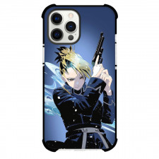 Fullmetal Alchemist Riza Hawkeye Phone Case For iPhone Samsung Galaxy Pixel OnePlus Vivo Xiaomi Asus Sony Motorola Nokia - Riza Hawkeye have Gun on Blue Background