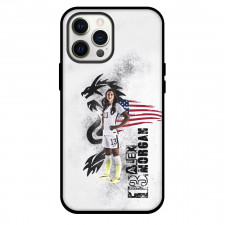Alex Morgan Phone Case For iPhone and Samsung Galaxy Devices - Alex Morgan 13 United States Women's National Football Standing On USA Flag