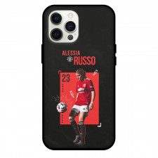 Alessia Russo Phone Case For iPhone and Samsung Galaxy Devices - Alessia Russo Manchester United 23 Dribbling Red Black Background