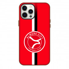 Almere City Phone Case For iPhone Samsung Galaxy Pixel OnePlus Vivo Xiaomi Asus Sony Motorola Nokia - Logo In Black And White Red Stripe Background Football Club