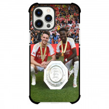Arsenal F.C. Phone Case For iPhone And Samsung Galaxy Devices - Arsenal F.C. Declan Rice And Bukayo Saka Sitting With Community Shield 2023 Trophy