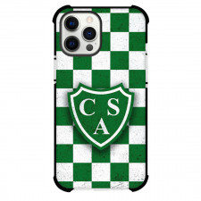 Club Atletico Sarmiento Phone Case For iPhone Samsung Galaxy Pixel OnePlus Vivo Xiaomi Asus Sony Motorola Nokia - Club Atletico Sarmiento Logo with Checker Pattern Background