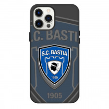 SC Bastia Phone Case For iPhone Samsung Galaxy Pixel OnePlus Vivo Xiaomi Asus Sony Motorola Nokia - Logo Overlay In Gray Background Football Club