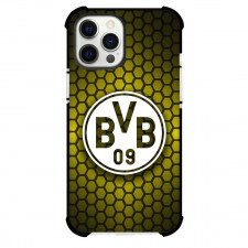 Borussia Dortmund Phone Case For iPhone Samsung Galaxy Pixel OnePlus Vivo Xiaomi Asus Sony Motorola Nokia - Borussia Dortmund Logo On Dark Yellow Honeycomb Background