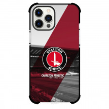Charlton Athletic F.C. Phone Case For iPhone and Samsung Galaxy Devices - Charlton Athletic F.C. Logo Stripe Background