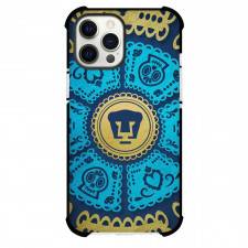 Club Universidad Nacional, A.C. Phone Case For iPhone Samsung Galaxy Pixel OnePlus Vivo Xiaomi Asus Sony Motorola Nokia - Club Universidad Nacional, A.C. Logo with Folk Pattern Blue Background