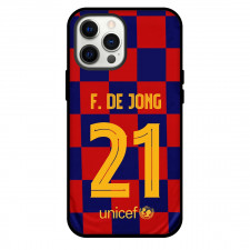 Frenkie De Jong Phone Case For iPhone and Samsung Galaxy Devices - Frenkie De Jong FC Barcelona No. 21 Jersey Red Blue Block
