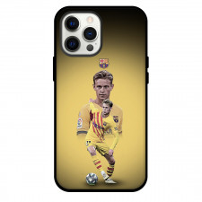 Frenkie de Jong Phone Case For iPhone and Samsung Galaxy Devices - Frenkie de Jong FC Barcelona Dribbling Yellow Background