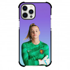 Daphne Van Domselaar Phone Case For iPhone and Samsung Galaxy Devices - Daphne Van Domselaar Netherlands Women's National Football Portrait On Purple Background