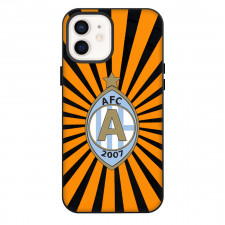 AFC Eskilstuna Phone Case For iPhone Samsung Galaxy Pixel OnePlus Vivo Xiaomi Asus Sony Motorola Nokia - AFC Eskilstuna Logo On Black Orange Abstract Striped Background Football Club