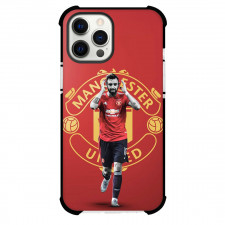 Bruno Fernandes Phone Case For iPhone Samsung Galaxy Pixel OnePlus Vivo Xiaomi Asus Sony Motorola Nokia - Bruno Fernandes Running On Manchester United Logo On Red Background