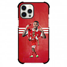 Gabriel Jesus Phone Case For iPhone and Samsung Galaxy Devices - Gabriel Jesus Arsenal F.C. Signature Posture Red Background