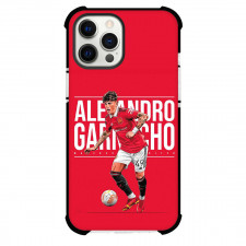 Alejandro Garnacho Phone Case For iPhone and Samsung Galaxy Devices - Alejandro Garnacho Manchester United Dribbling Cartoon Art