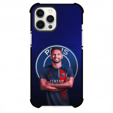 Goncalo Ramos Phone Case For iPhone and Samsung Galaxy Devices - Goncalo Ramos Standing On Paris Saint-Germain F.C. Logo Blue Background