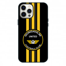 Gungahlin United Football Club Phone Case For iPhone Samsung Galaxy Pixel OnePlus Vivo Xiaomi Asus Sony Motorola Nokia - Logo In Yellow And Black Stripe Background