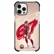 Harvey Elliott Phone Case For iPhone and Samsung Galaxy Devices - Harvey Elliott Liverpool F.C. Dribbling On Beige Background