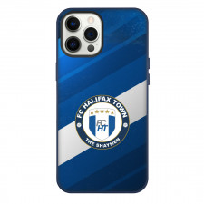 National League Halifax Town Phone Case For iPhone Samsung Galaxy Pixel OnePlus Vivo Xiaomi Asus Sony Motorola Nokia - Large Logo In Gray And Blue Stripe Background