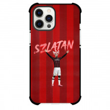 Zlatan Ibrahimovic Phone Case For iPhone and Samsung Galaxy Devices - Zlatan Ibrahimovic A.C. Milan The King Red Stripe Background