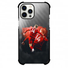 Jordan Henderson Phone Case For iPhone and Samsung Galaxy Devices - Jordan Henderson 14 Liverpool F.C. Goal Celebration On Dark Background