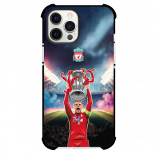 Jordan Henderson Phone Case For iPhone and Samsung Galaxy Devices - Jordan Henderson Liverpool F.C. Holding the Champions Trophy Illustration