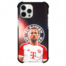Harry Kane Phone Case For iPhone and Samsung Galaxy Devices - Harry Kane FC Bayern Munich Portrait On Club Logo Poster