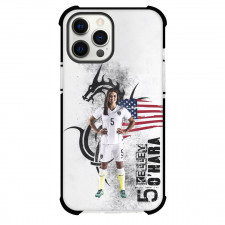 Kelley O'Hara Phone Case For iPhone and Samsung Galaxy Devices - Kelley O'Hara 5 United States Women's National Football Standing On USA Flag Poster