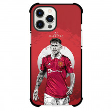 Lisandro Martinez Phone Case For iPhone and Samsung Galaxy Devices - Lisandro Martinez Manchester United Portrait Illustration On Red Background