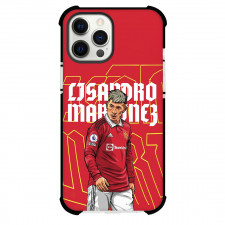 Lisandro Martinez Phone Case For iPhone and Samsung Galaxy Devices - Lisandro Martinez Manchester United Side Portrait Illustration Red Background