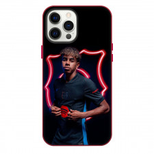 Lamine Yamal Phone Case For iPhone Samsung Galaxy Pixel OnePlus Vivo Xiaomi Asus Sony Motorola Nokia - Lamine Yamal Standing On Red Neon Background