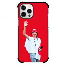 Leah Williamson Phone Case For iPhone and Samsung Galaxy Devices - Leah Williamson England Women's National Football Raising Hand On Red Background