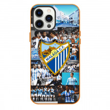 Malaga CF Phone Case For iPhone Samsung Galaxy Pixel OnePlus Vivo Xiaomi Asus Sony Motorola Nokia - Malaga CF Logo On Players Retro Background Football Club