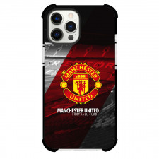 Manchester United Phone Case For iPhone and Samsung Galaxy Devices - Manchester United Logo On Stripe Background