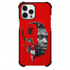 Anthony Martial Phone Case For iPhone and Samsung Galaxy Devices - Anthony Martial ManUtd 9 Side Portrait Grayscale Red background
