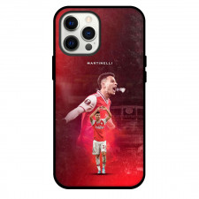 Gabriel Martinelli Phone Case For iPhone and Samsung Galaxy Devices - Gabriel Martinelli Arsenal F.C. Goal Celebration On Red Background