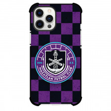 Mazatlan Futbol Club Phone Case For iPhone Samsung Galaxy Pixel OnePlus Vivo Xiaomi Asus Sony Motorola Nokia - Mazatlan Futbol Club with Logo Checker Pattern Black and Purple Effect