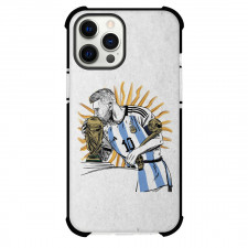 Lionel Messi Phone Case For iPhone and Samsung Galaxy Devices - Lionel Messi Kissing The World Cup Trophy 2022 Sketch Art