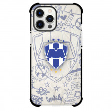 Club de Futbol Monterrey Rayados, A.C. Phone Case For iPhone Samsung Galaxy Pixel OnePlus Vivo Xiaomi Asus Sony Motorola Nokia - Club de Futbol Monterrey Rayados, A.C. Logo with Sketch Style Background