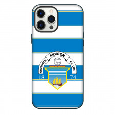 Greenock Morton Phone Case For iPhone Samsung Galaxy Pixel OnePlus Vivo Xiaomi Asus Sony Motorola Nokia - Logo In Blue And White Stripe Background Football Club