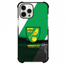 Norwich City F.C. Phone Case For iPhone and Samsung Galaxy Devices - Norwich City F.C. Logo Stripe Background