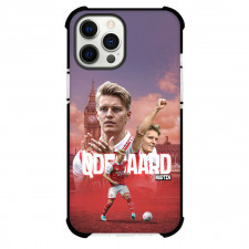 Martin Odegaard Phone Case For iPhone and Samsung Galaxy Devices - Martin Odegaard Arsenal F.C. Dribbling On Emirates Stadium Background