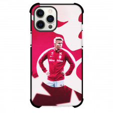 Martin Odegaard Phone Case For iPhone and Samsung Galaxy Devices - Martin Odegaard Norway National Football Standing On Red White Graphic Art