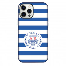 National League North Oxford City Phone Case For iPhone Samsung Galaxy Pixel OnePlus Vivo Xiaomi Asus Sony Motorola Nokia - Large Logo In Blue And White Stripe Background