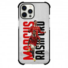 Marcus Rashford Phone Case For iPhone and Samsung Galaxy Devices - Marcus Rashford Manchester United Celebration On Word Art Background