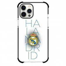 Real Madrid FC Phone Case For iPhone Samsung Galaxy Pixel OnePlus Vivo Xiaomi Asus Sony Motorola Nokia - Real Madrid FC Logo On Hala Madrid Word Art Whtie Background