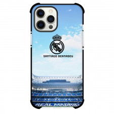 Real Madrid FC Phone Case For iPhone Samsung Galaxy Pixel OnePlus Vivo Xiaomi Asus Sony Motorola Nokia - Real Madrid FC Logo On Santiago Bernabeu Stadium Background