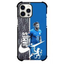 Reece James Phone Case For iPhone and Samsung Galaxy Devices - Reece James Chelsea F.C. Grayscale Portrait On Club Logo