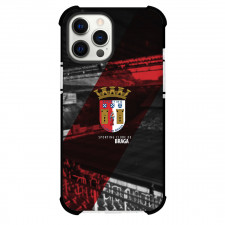 SC Braga B Phone Case For iPhone Samsung Galaxy Pixel OnePlus Vivo Xiaomi Asus Sony Motorola Nokia - SC Braga B Logo On Red Black Stripe Background