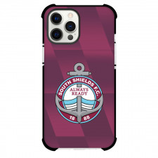 National League North South Shields Phone Case For iPhone Samsung Galaxy Pixel OnePlus Vivo Xiaomi Asus Sony Motorola Nokia - Large logo In Purple Abstract Background